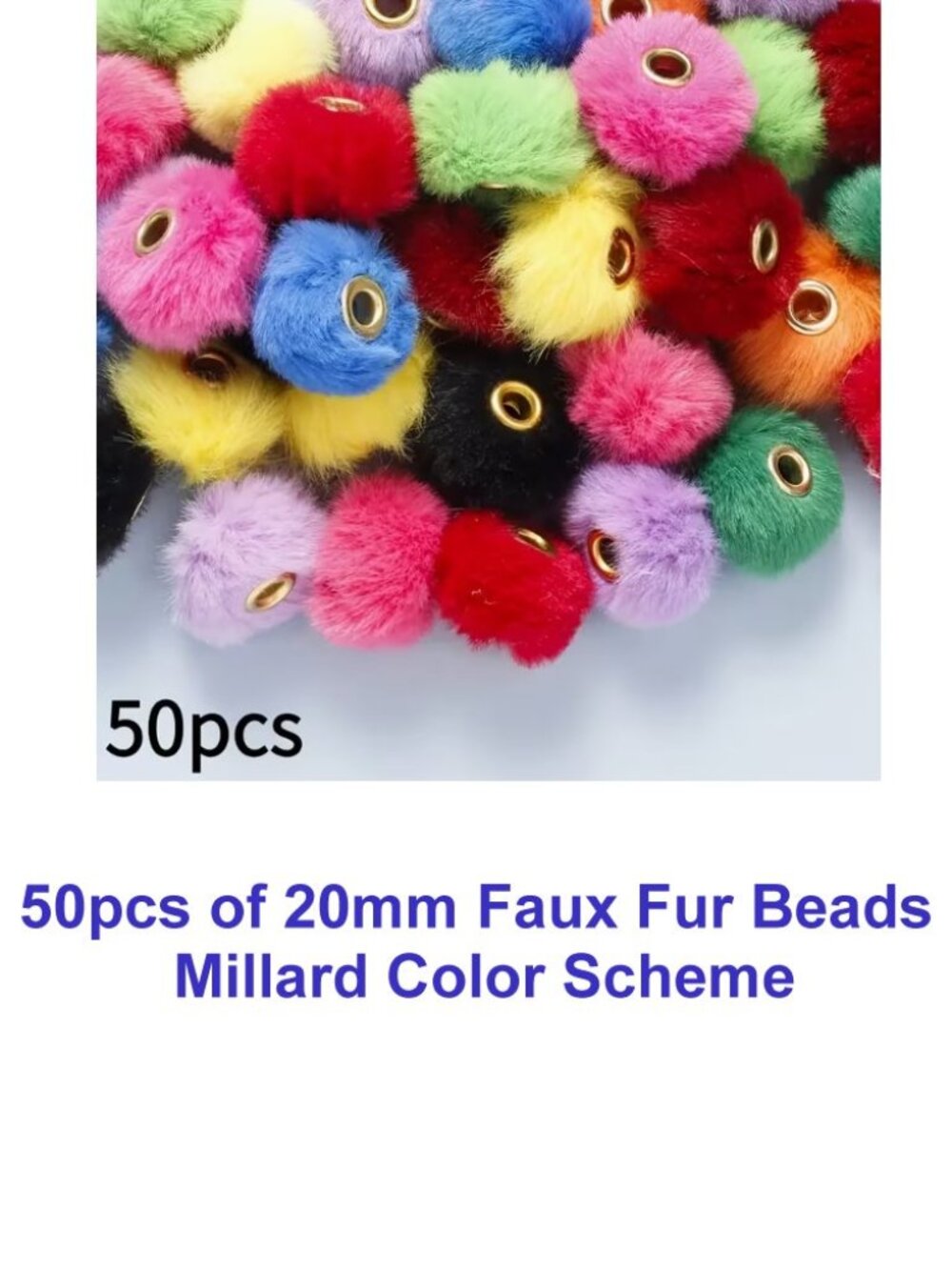 50pcs of 20mm Faux Fur Beads- Millard Color Scheme